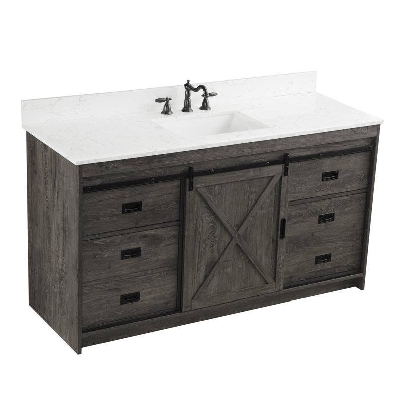 Sand & Stable Jillian 60'' Single Bathroom Vanity with Engineered Stone Vanity Top & Reviews